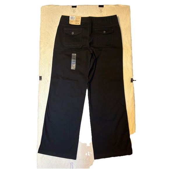 Women's Wide Leg Pants New Dockers Size 12 Medium Black Stretch Flap Pocket New - Picture 4 of 7